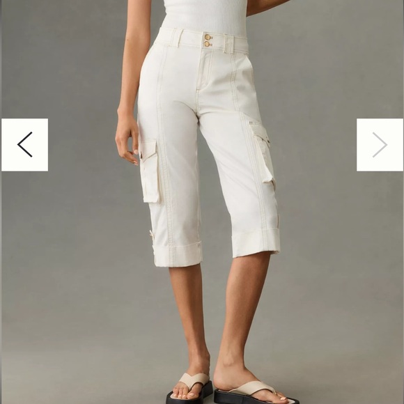 Anthropologie Maeve Top-Stitched Utility Cropped Pants
White Capri Cargo Size 8T - Picture 1 of 11